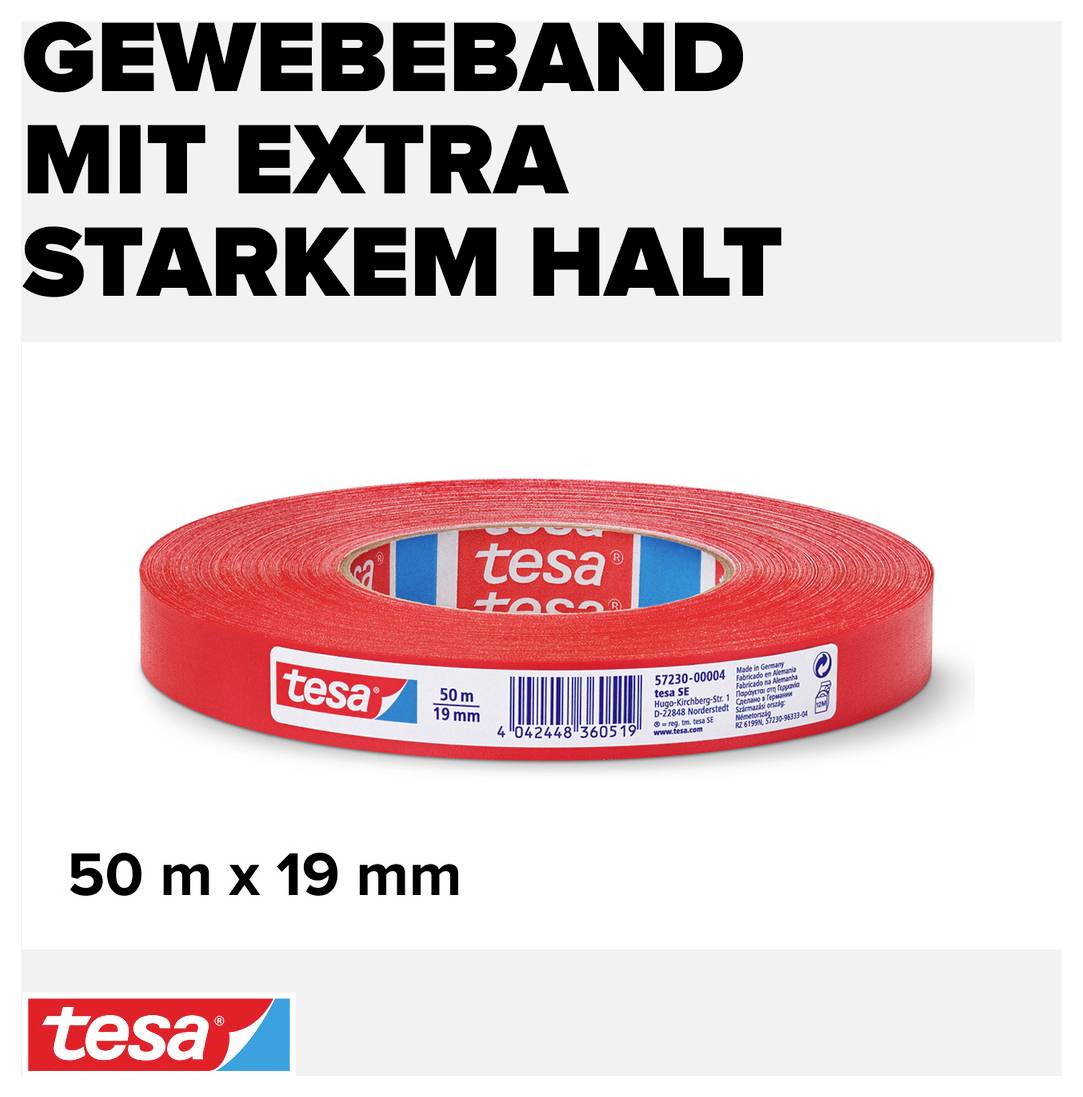 TESA PERFECT 57230-00004-02 Gewebeklebeband tesa® extra Power Rot (L x B) 50m x 19mm 1St.
