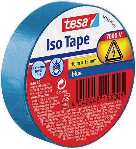 TESA 56192-00012-22 Isolierband Blau (L x B) 10 m x 15 mm
