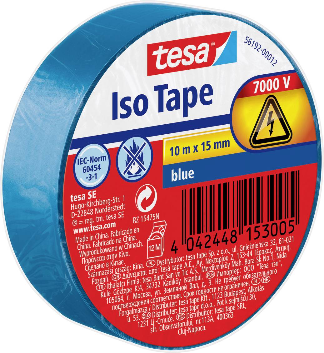 TESA 56192-00012-22 Isolierband Blau (L x B) 10m x 15mm