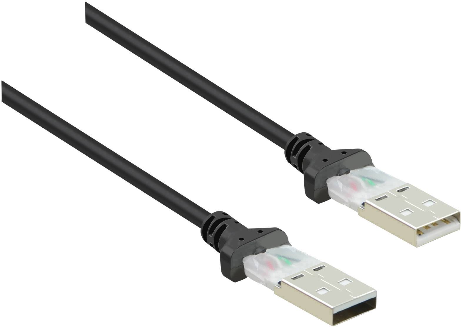 Zwei schwarze USB-Kabel mit transparenten Steckern sind abgebildet.