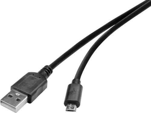 Renkforce USB-Kabel USB 2.0 USB-A Stecker, USB-Micro-B Stecker 0.15 m Schwarz vergoldete Steckkonta