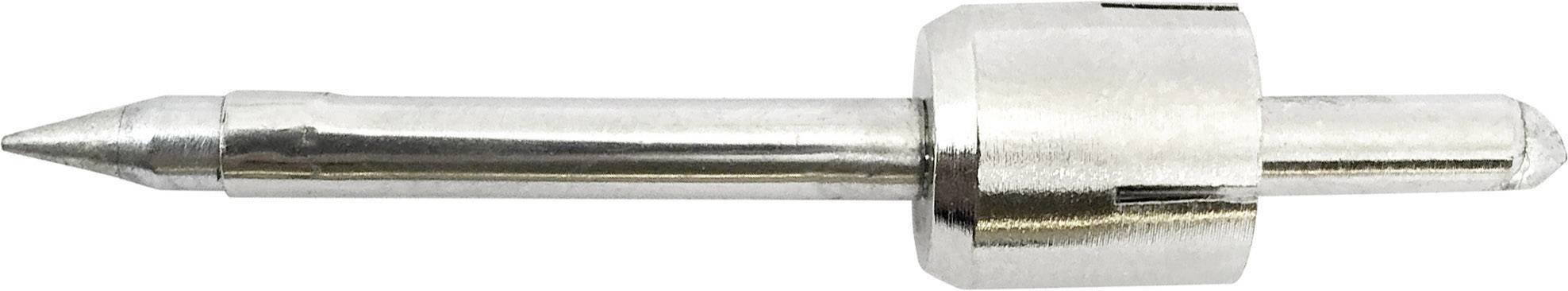 Metallischer Spitzdorn mit zylindrischem Griff, glatt und glänzend. Verwendet für technische Anwendungen oder Werkzeuge.