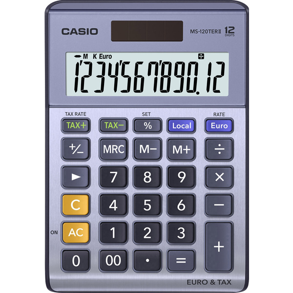Calculatrice de bureau Casio MS-120TERII lilas, gris solaire, à pile(s)