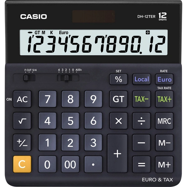 Casio DH-12TER Tischrechner Schwarz Display (Stellen): 12solarbetrieben, batteriebetrieben (B x H x T) 151 x 29 x 159mm Casio DH-12TER Tischrechner Schwarz Display (Stellen): 12solarbetrieben, batteriebetrieben (B x H x T) 151 x 29 x 159mm