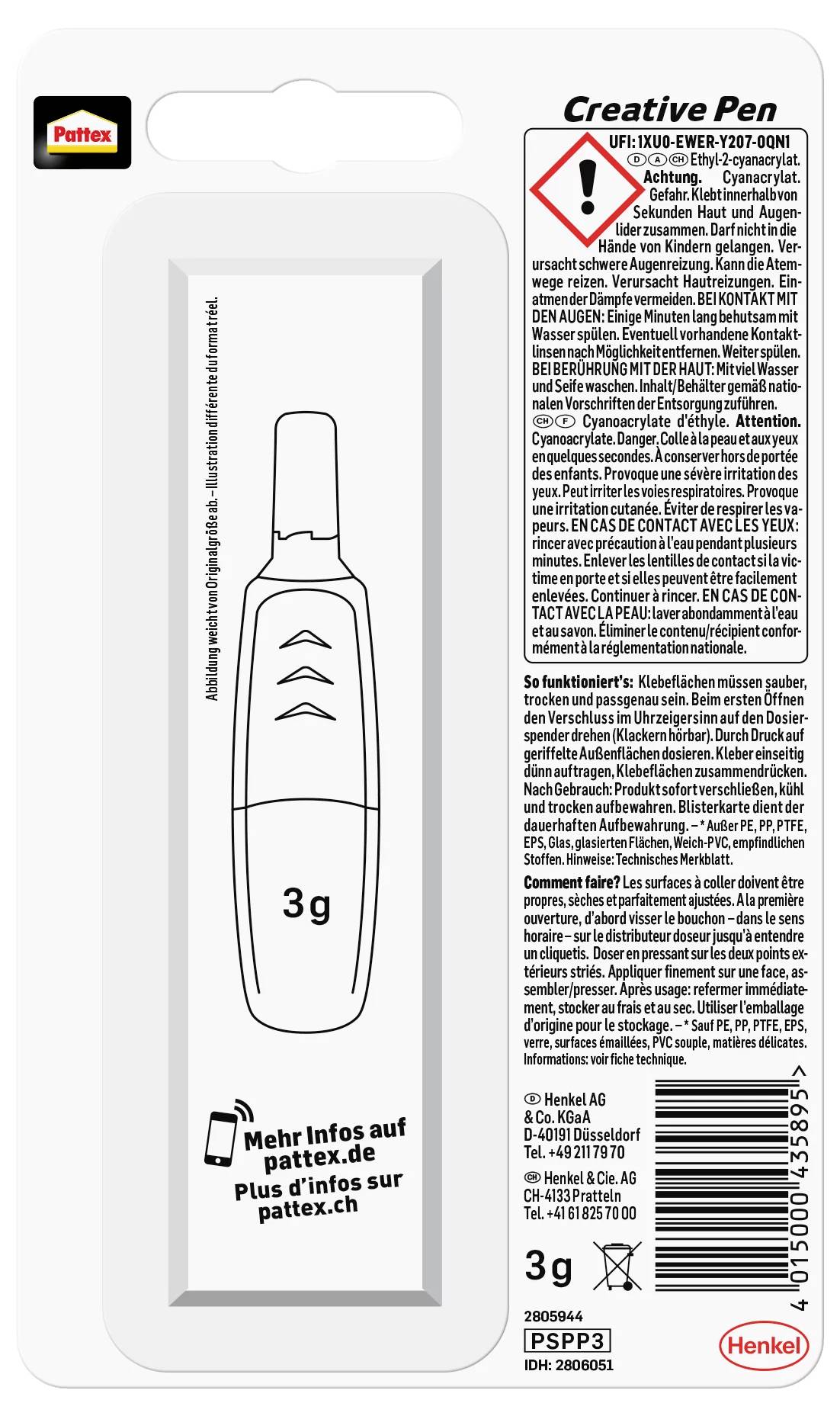 Pattex perfect pen Sekundenkleber PSPP3 3g