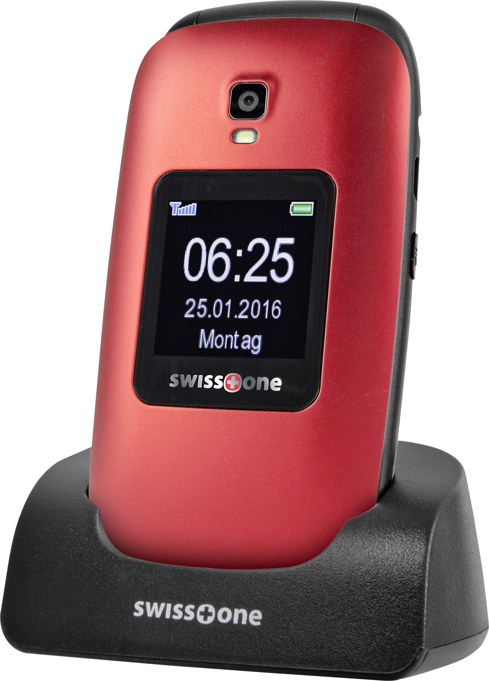 swisstone BBM 625 Senioren-Klapp-Handy mit Ladestation, SOS Taste Rot