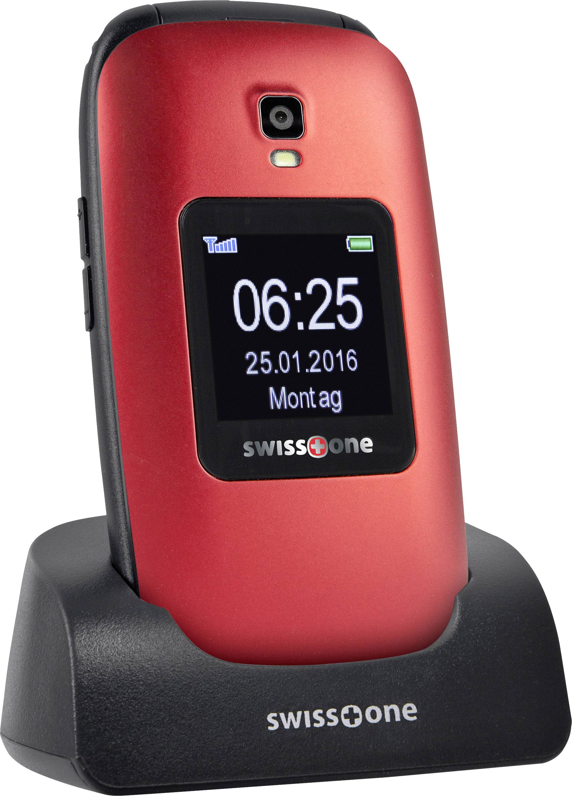 Swisstone BBM 625 Senioren-Klapp-Handy mit Ladestation, SOS Taste Rot