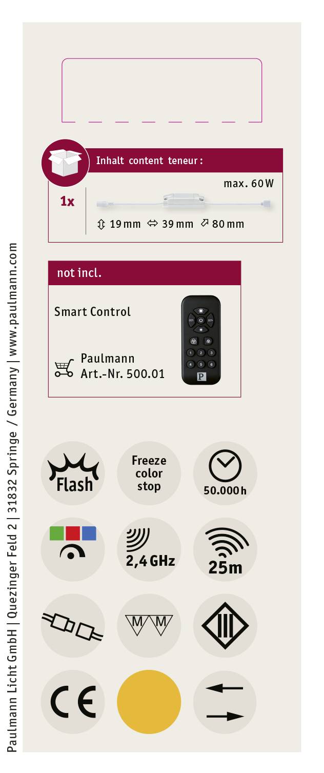 Paulmann 50039 RGB-Controller 12V Kunststoff (B x H x T) 3.9 x 1.9 x 8cm 1St.