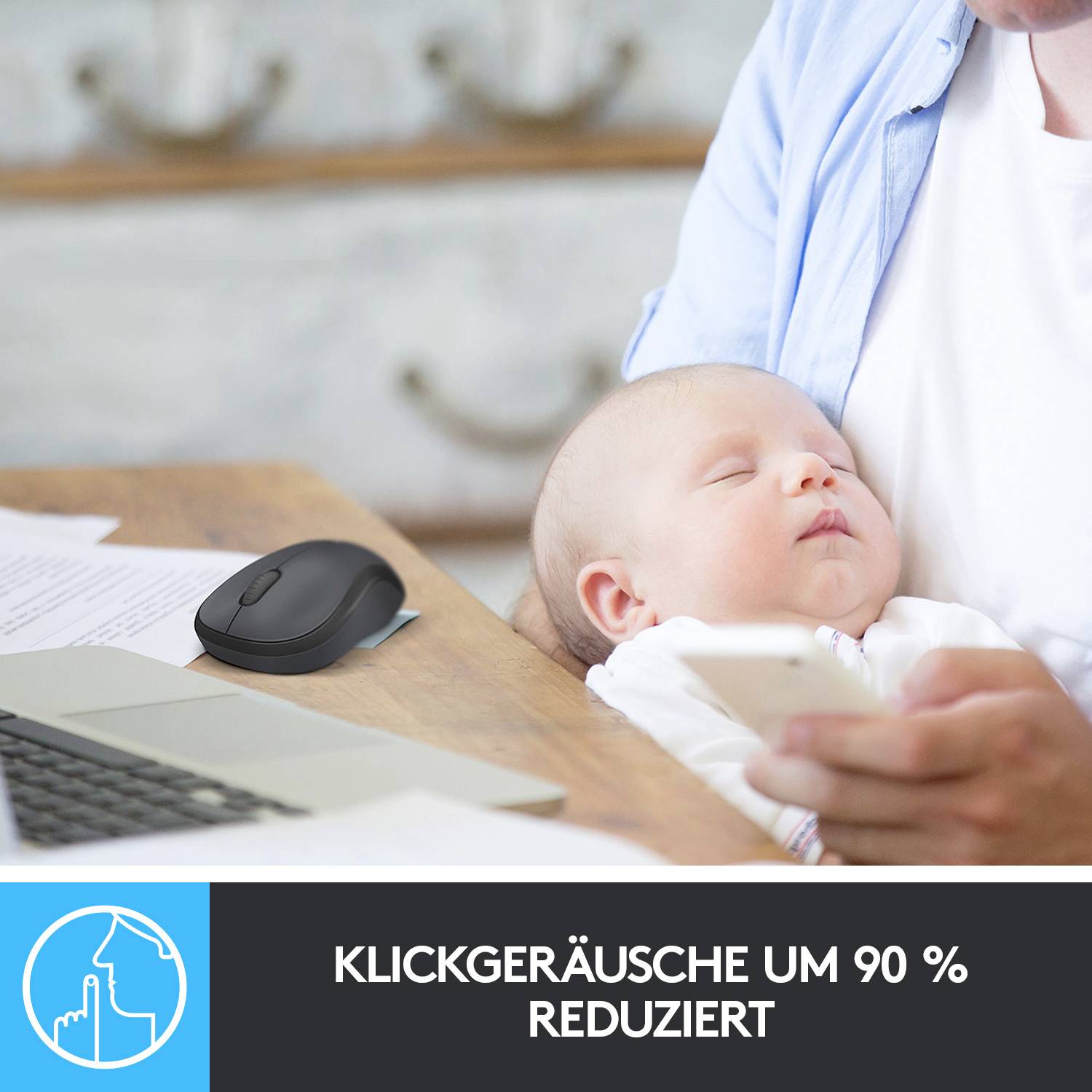 Logitech M220 Silent Maus Funk Optisch Rot 3 Tasten 1000 dpi