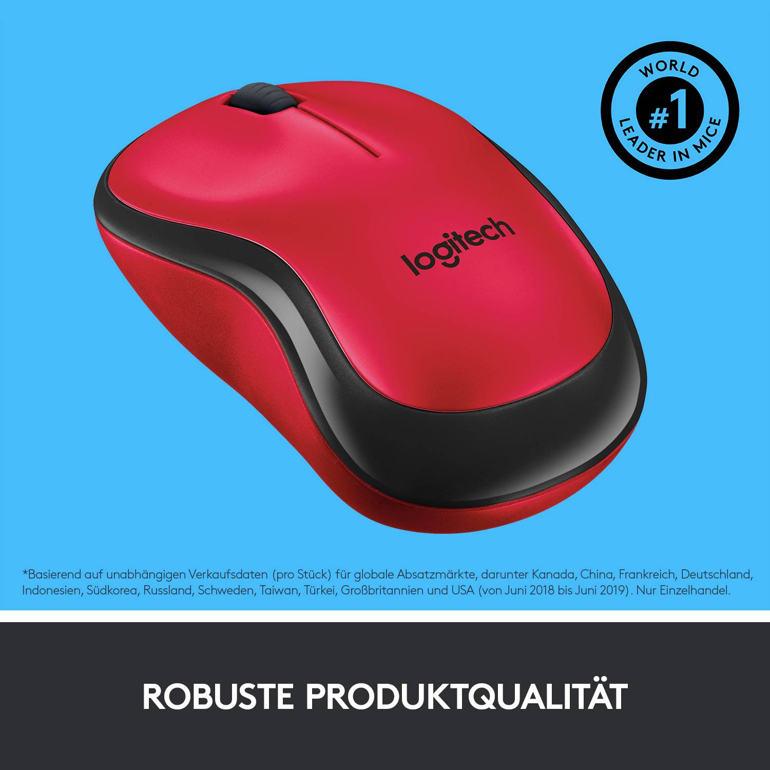 Logitech M220 Silent Maus Funk Optisch Rot 3 Tasten 1000 dpi