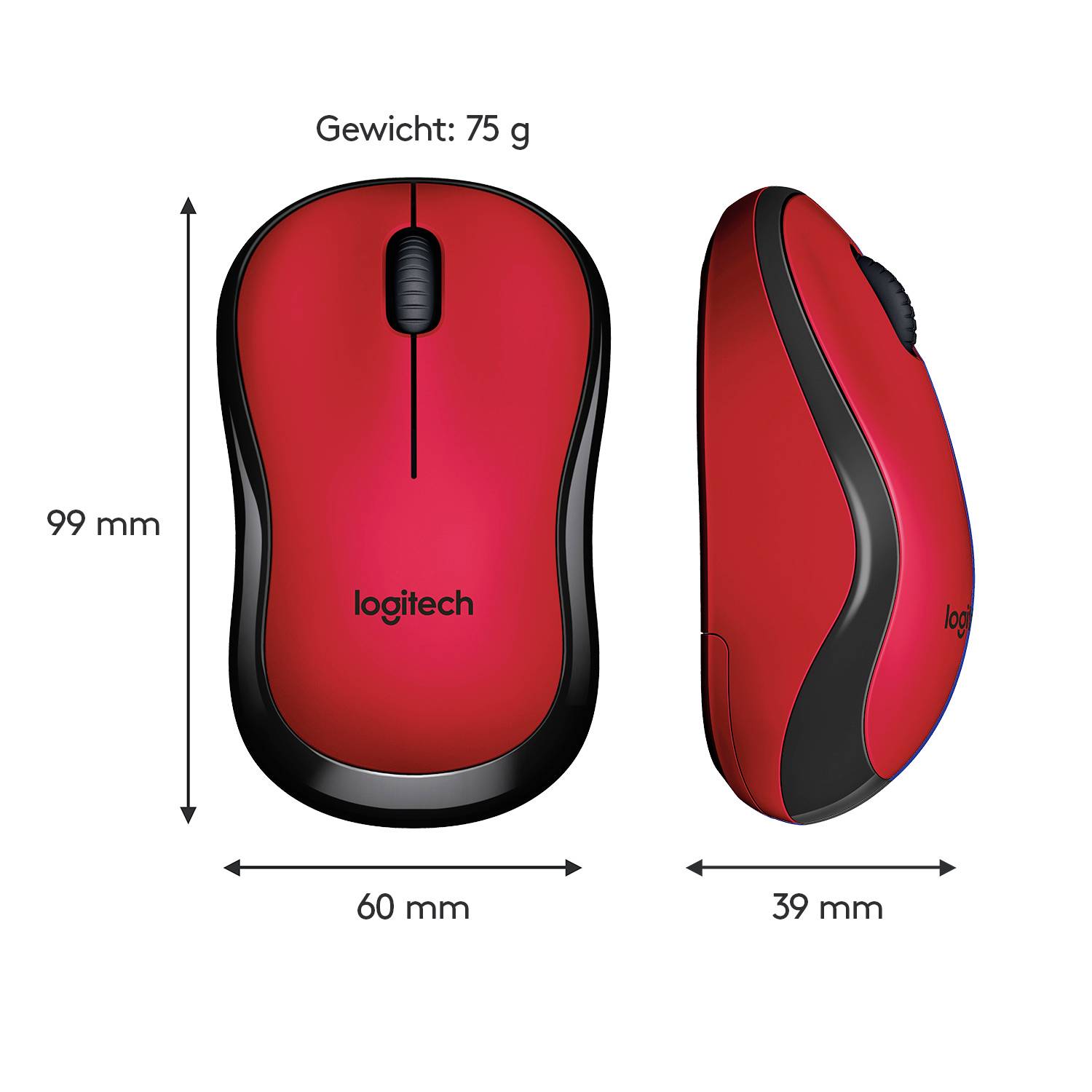 Logitech M220 Silent Maus Funk Optisch Rot 3 Tasten 1000 dpi