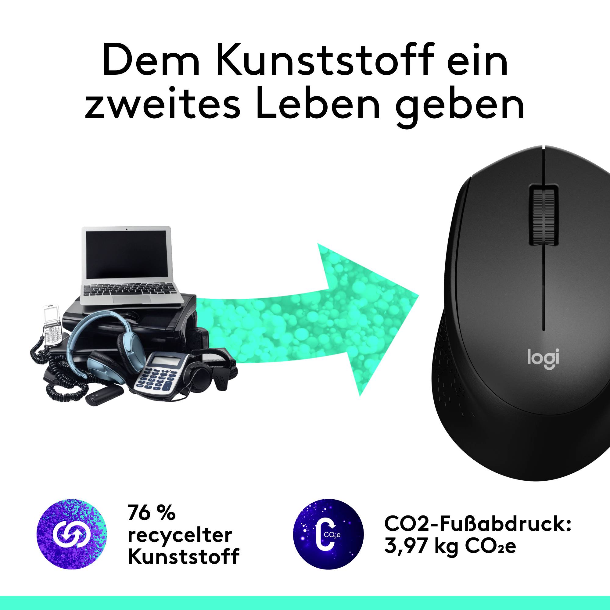 Logitech M330 Silent Plus Maus Funk Optisch Schwarz 3 Tasten 1000 dpi