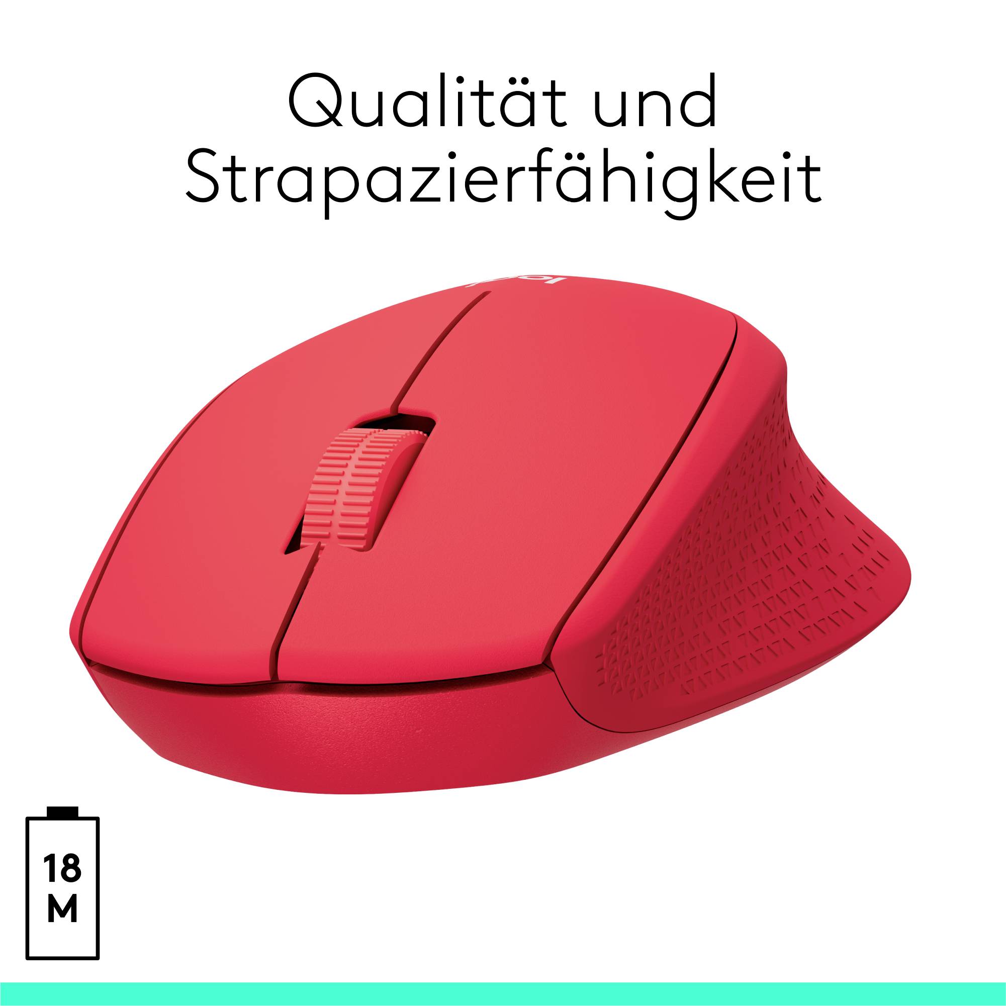 Logitech M330 Silent Plus Maus Funk Optisch Rot 3 Tasten 1000 dpi