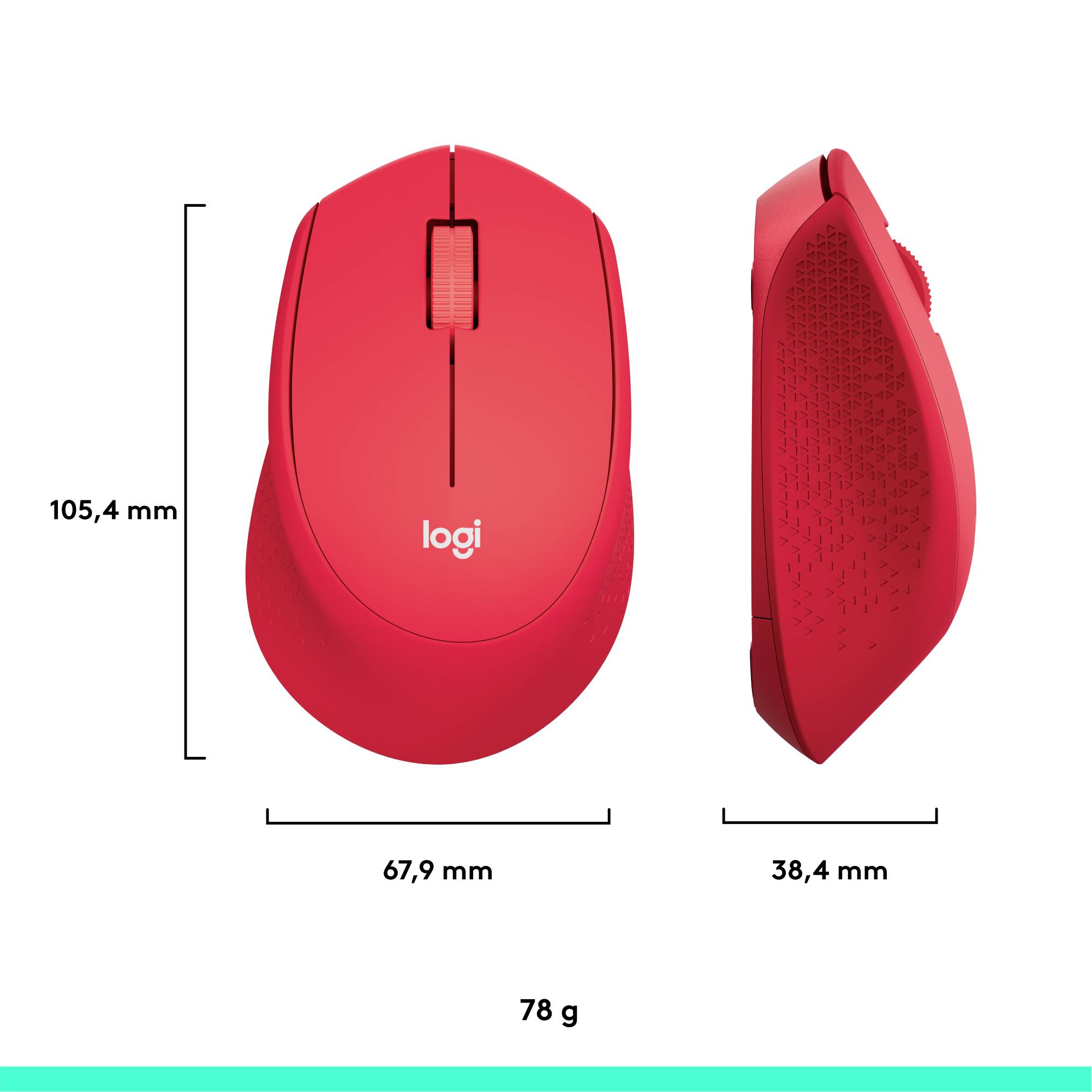 Logitech M330 Silent Plus Maus Funk Optisch Rot 3 Tasten 1000 dpi