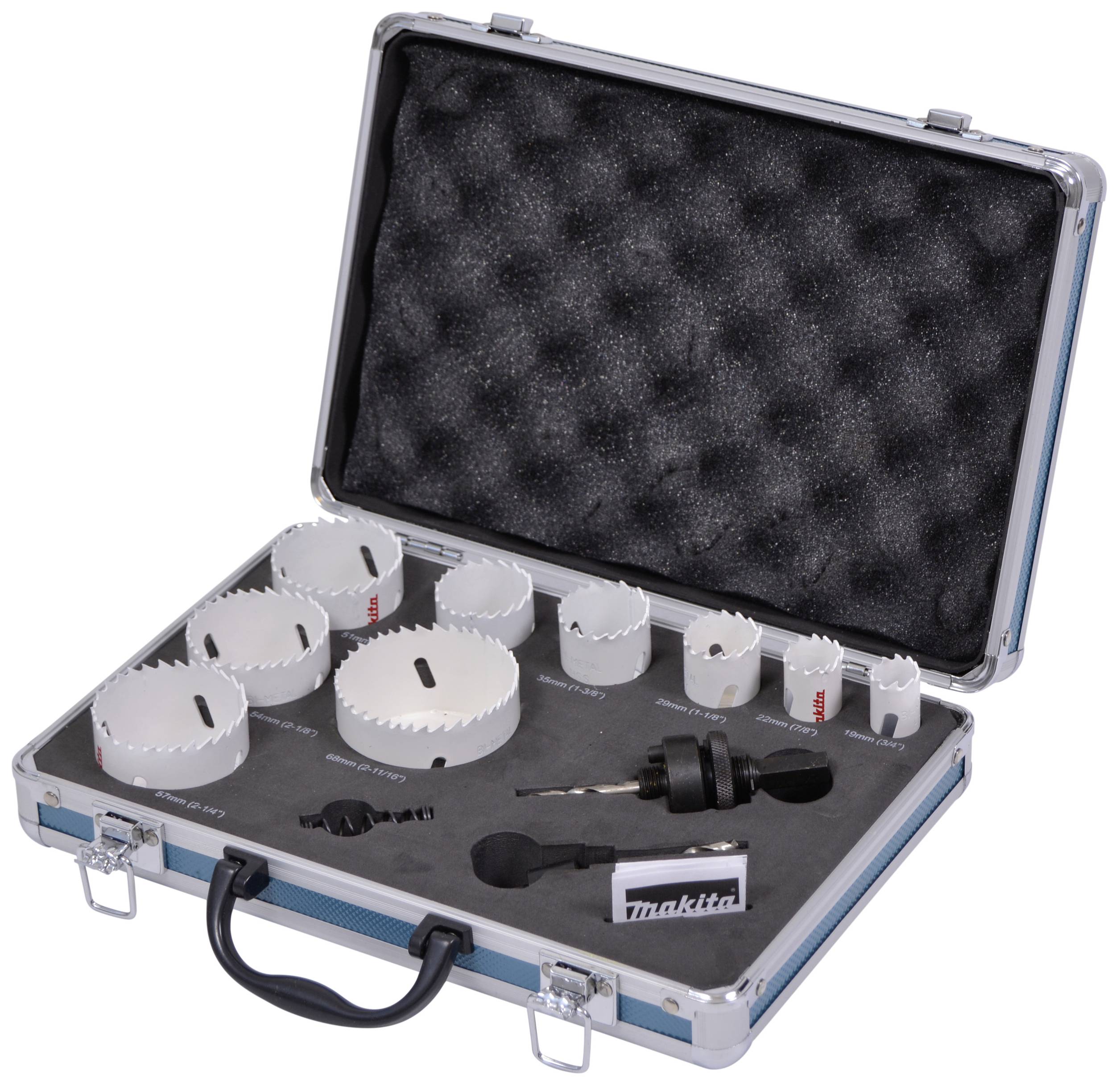 Makita Lochsäge-Set in einem offenen Koffer.