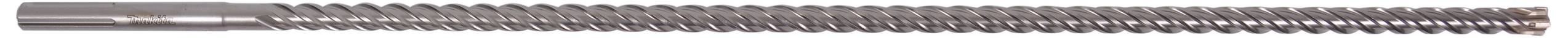 Ein langer, silberfarbener, zylindrischer Metallteil mit spiraliger Rillenstruktur.