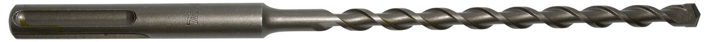 Lang gebohrtes Metallteil mit spiralförmigem Schaft, verwendet in Bau- oder Handwerksanwendungen.