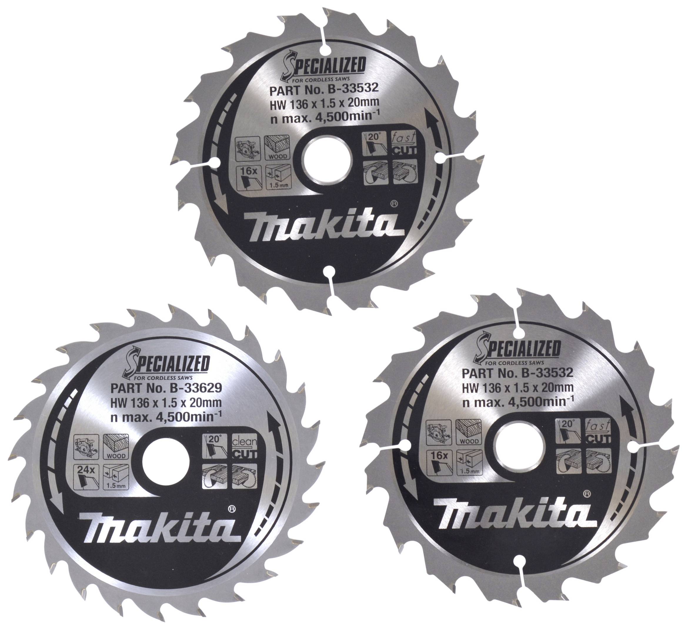 Makita B-33897 Kreissägeblatt-Set 136 x 20 x 1mm 1 Set