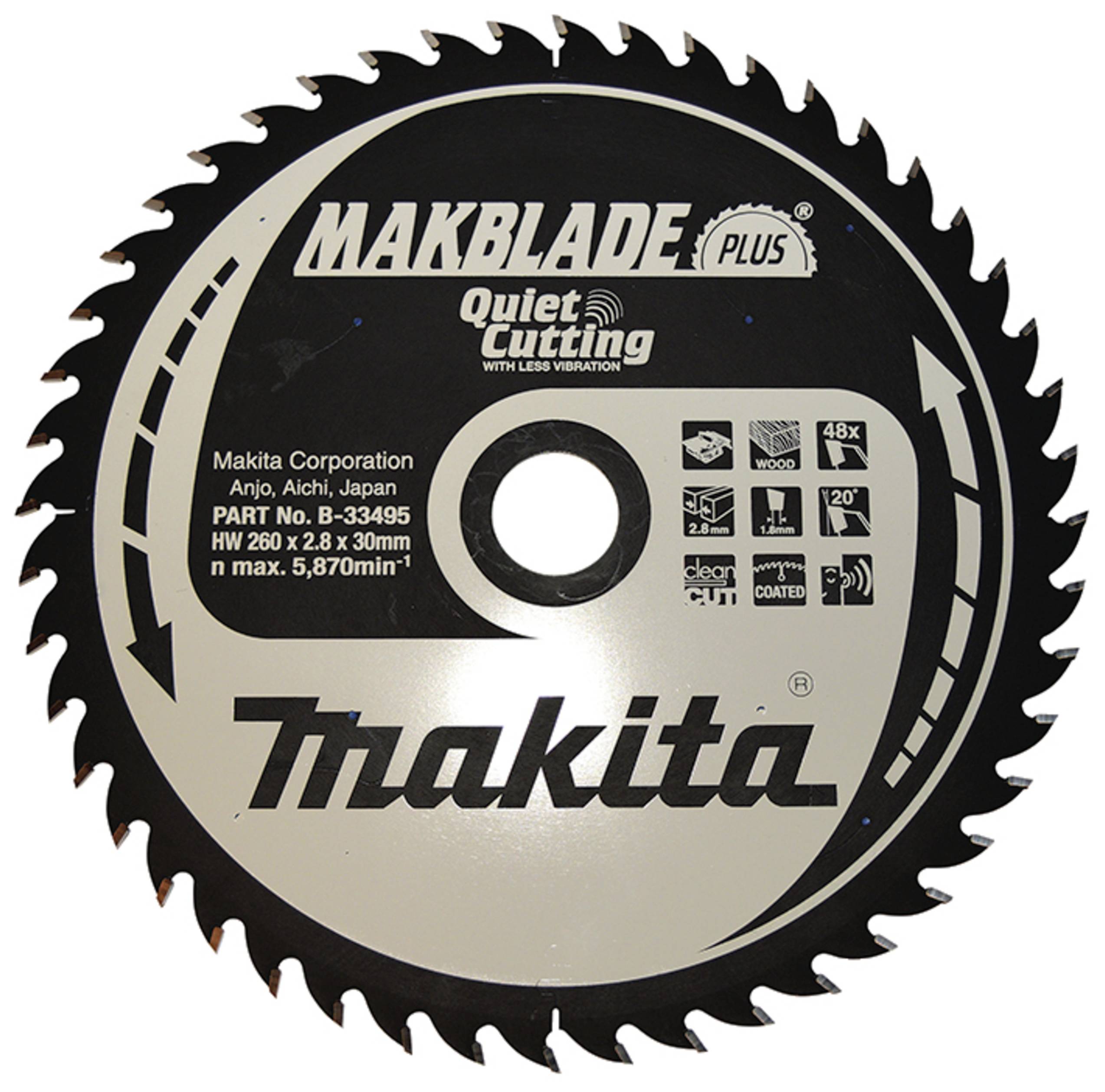 Makita MAKBLADE+ B-33495 Hartmetall Kreissägeblatt 260 x 30 x 1 mm Zähneanzahl: 48 1 St.