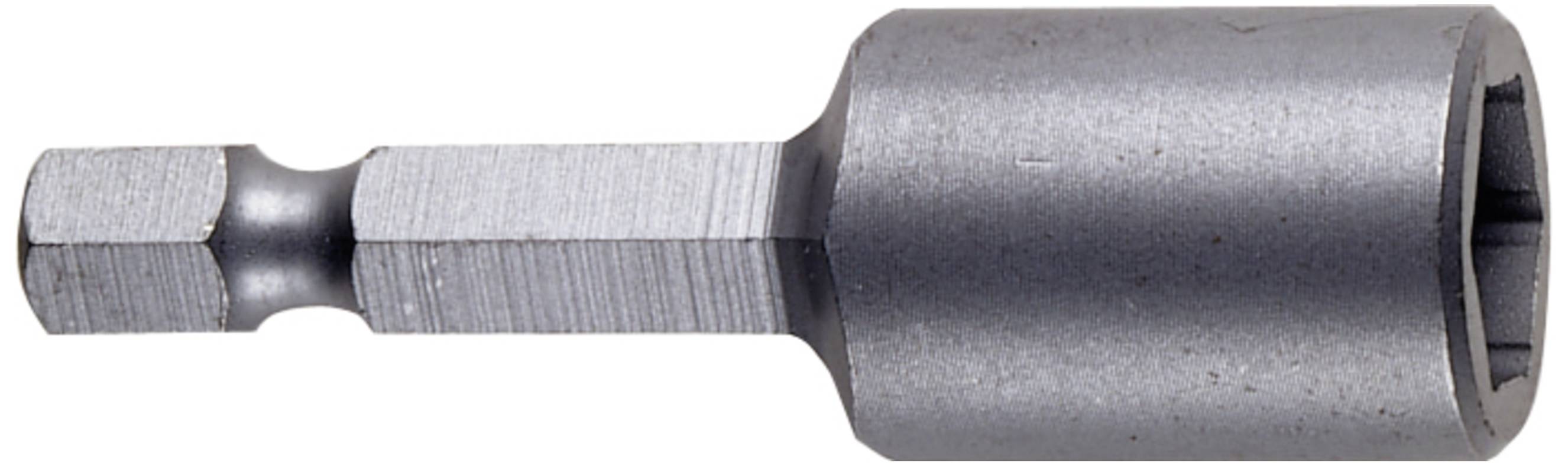 Schraubendreher-Bit mit Sechskantansatz, hauptsächlich zur Befestigung von Muttern und Bolzen, aus silbernem Metall.