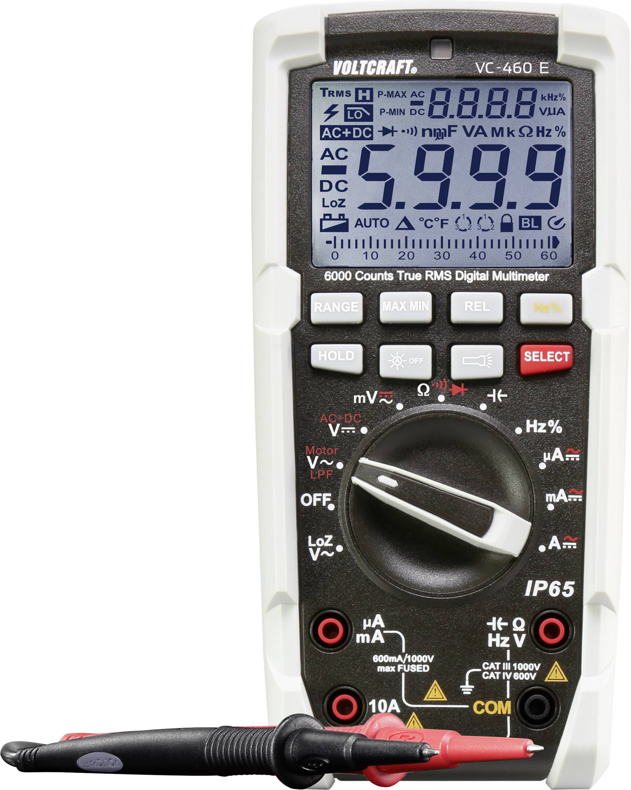 VOLTCRAFT VC-460 E Hand-Multimeter digital Strahlwassergeschützt (IP65) CAT III 1000 V, CAT IV 600