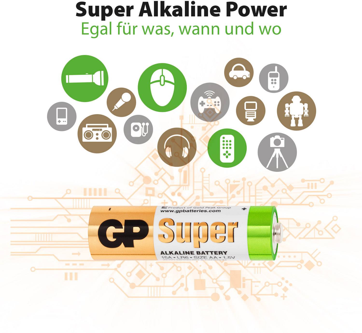 GP Super Mignon (AA)-Batterie Alkali-Mangan 1.5 V 24 St.