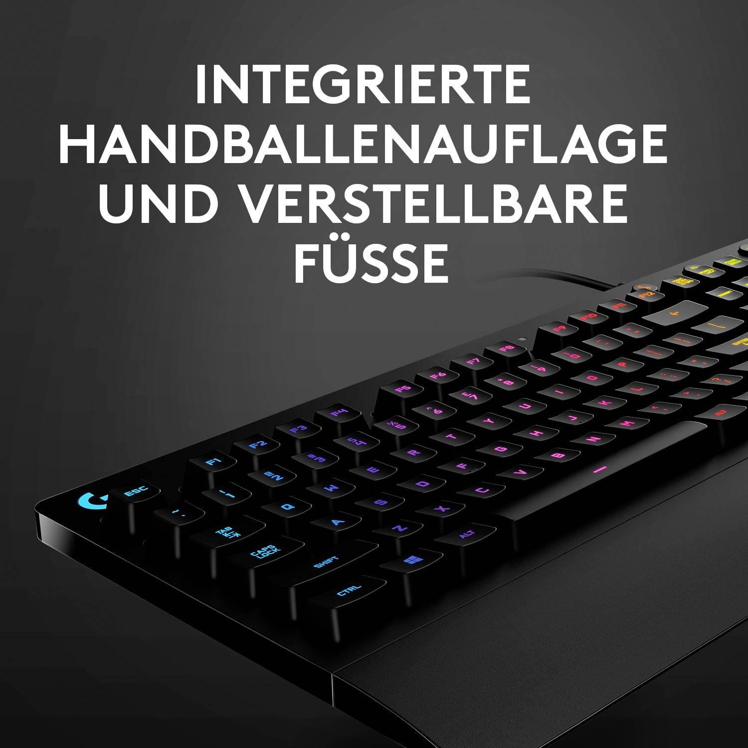 Logitech Gaming G213 Prodigy USB Gaming-Tastatur Deutsch, QWERTZ Schwarz Beleuchtet, Spritzwassergeschützt
