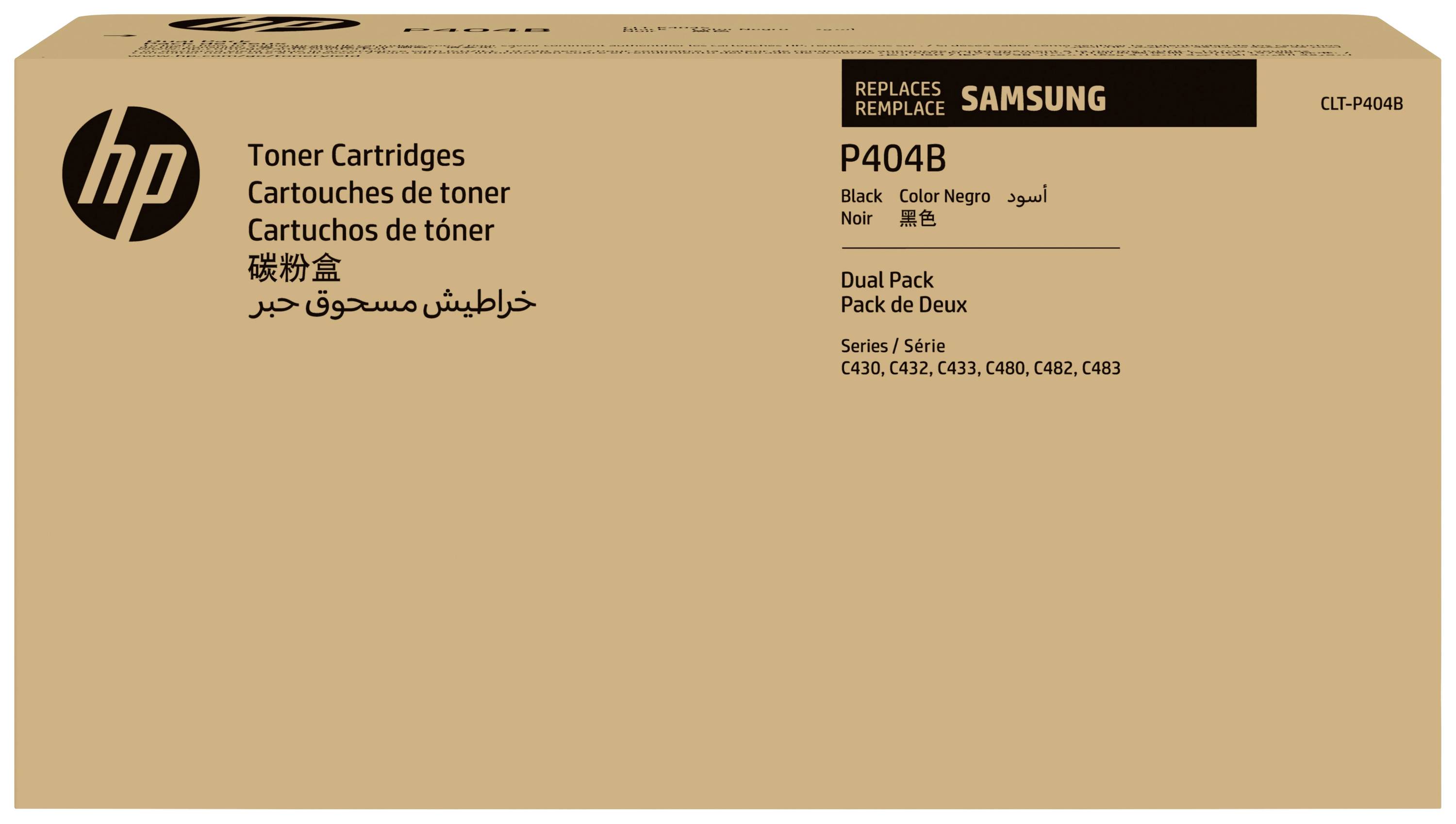 HP Tonerkartuschen Box für Modelle C430, C432, C433, C480, C482, C483, Dualpack, ersetzt Samsung Schwarz P404B.