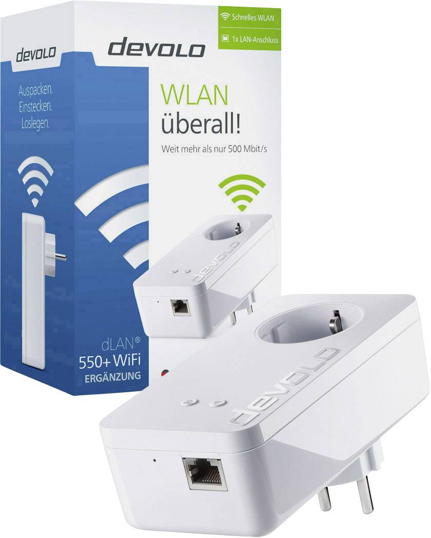 Devolo dLAN 550+ WiFi Powerline WLAN Einzel Adapter 500MBit/s