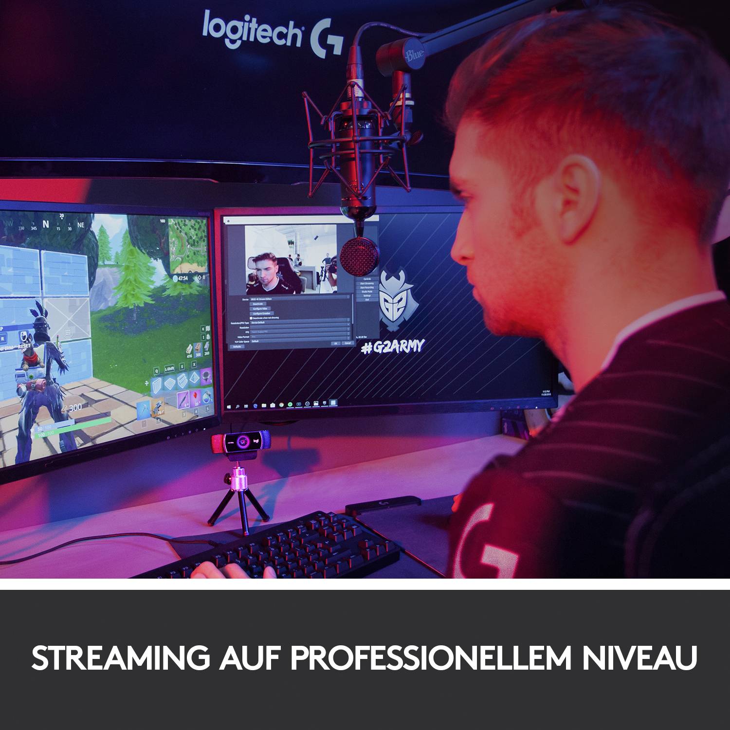 Logitech C922 Pro Stream Full HD-Webcam 1920 x 1080 Pixel Standfuß, Klemm-Halterung
