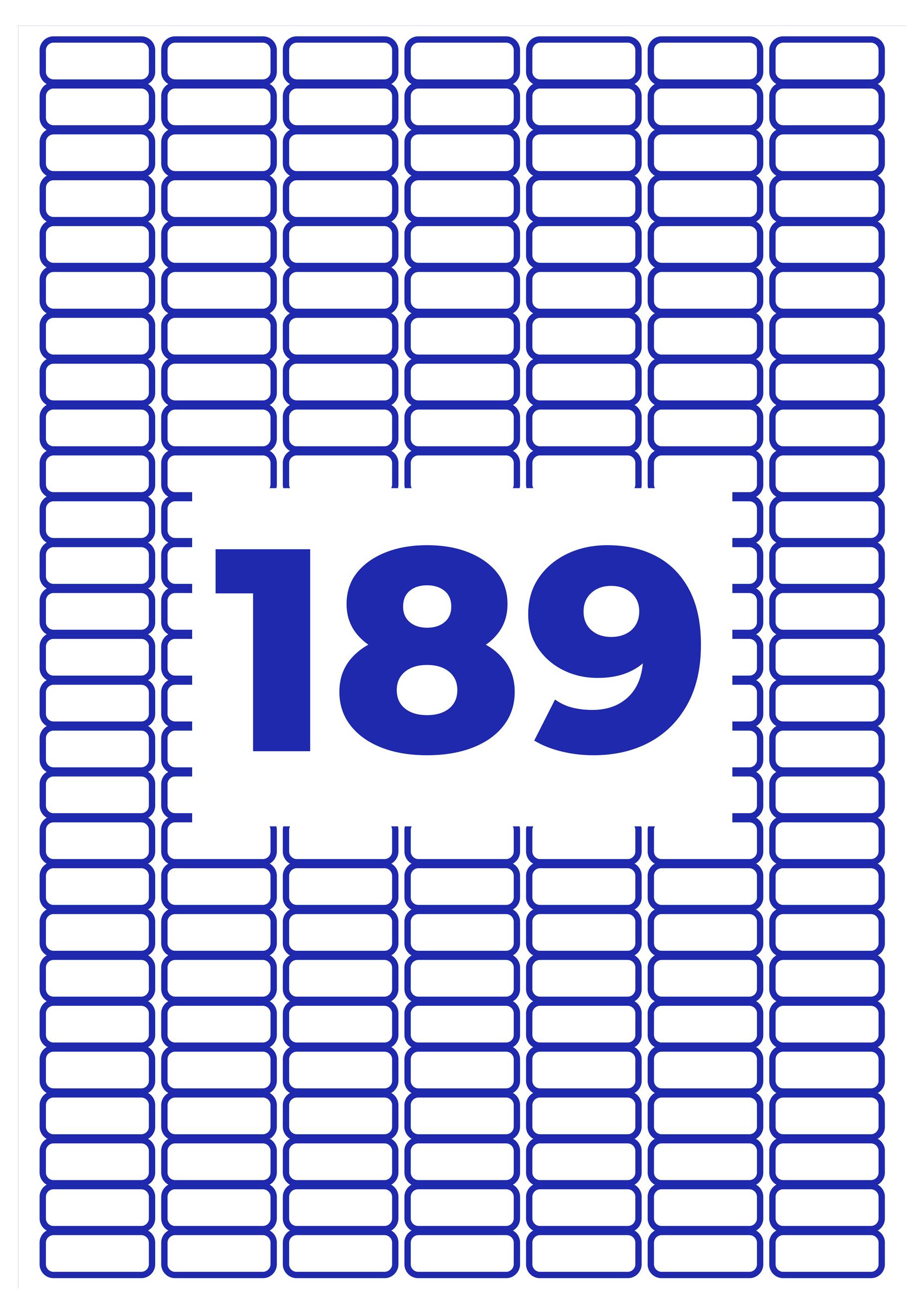 Große blaue Zahl '189' in der Mitte auf weißem Hintergrund mit blau umrandeten, fliesenartigen Rechtecken als Muster.