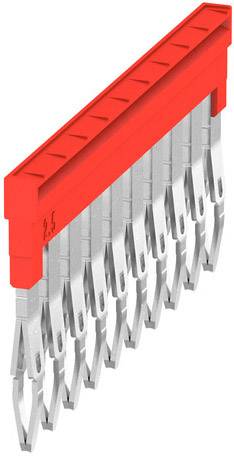 Ein roter Steckverbinder mit mehreren silbernen Pins. Oberseite zeigt Markierung '2.5'. Dient zur elektrischen Verbindung von Komponenten.