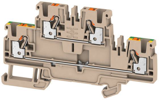 Klemmenleiste aus Kunststoff mit Metallanschlüssen, verwendet zur Befestigung und Verbindung von elektrischen Leitungen.