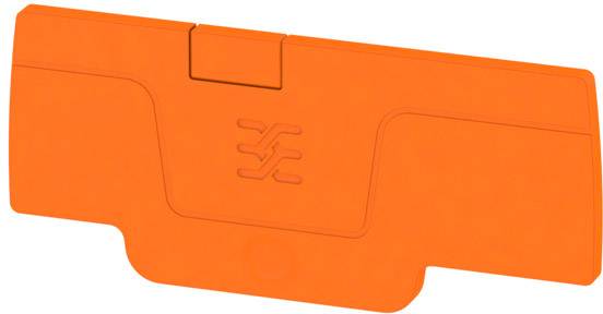 Orange Kunststoffabdeckung mit geprägtem Logo in der Mitte, verwendet zur Abdeckung oder zum Schutz bestimmter Komponenten.