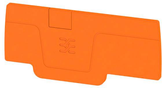 Orange Kunststoffabdeckung mit geprägtem Logo in der Mitte. Enthält keine weiteren erkennbaren Details oder Informationen.