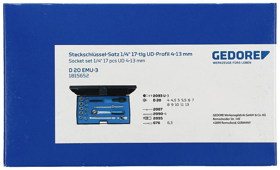 Gedore Steckschlüsselsatz metrisch 1/4" (6.3 mm) 17teilig 1815652