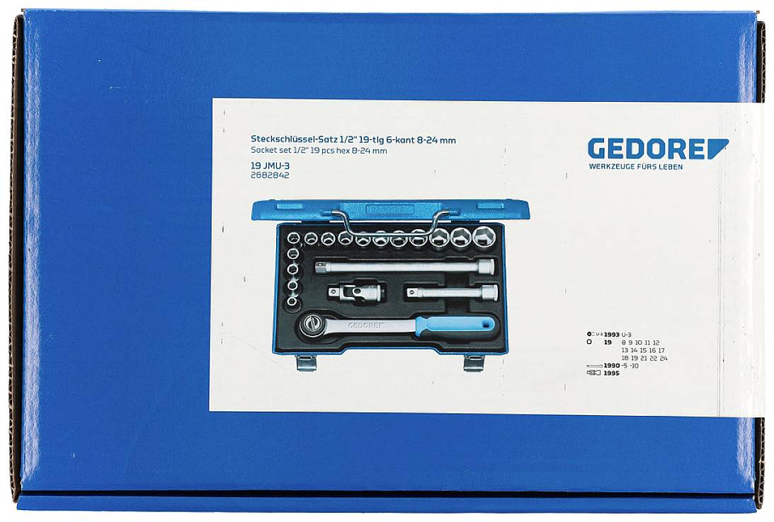 Gedore Steckschlüsselsatz metrisch 1/2" (12.5 mm) 17teilig 2682842