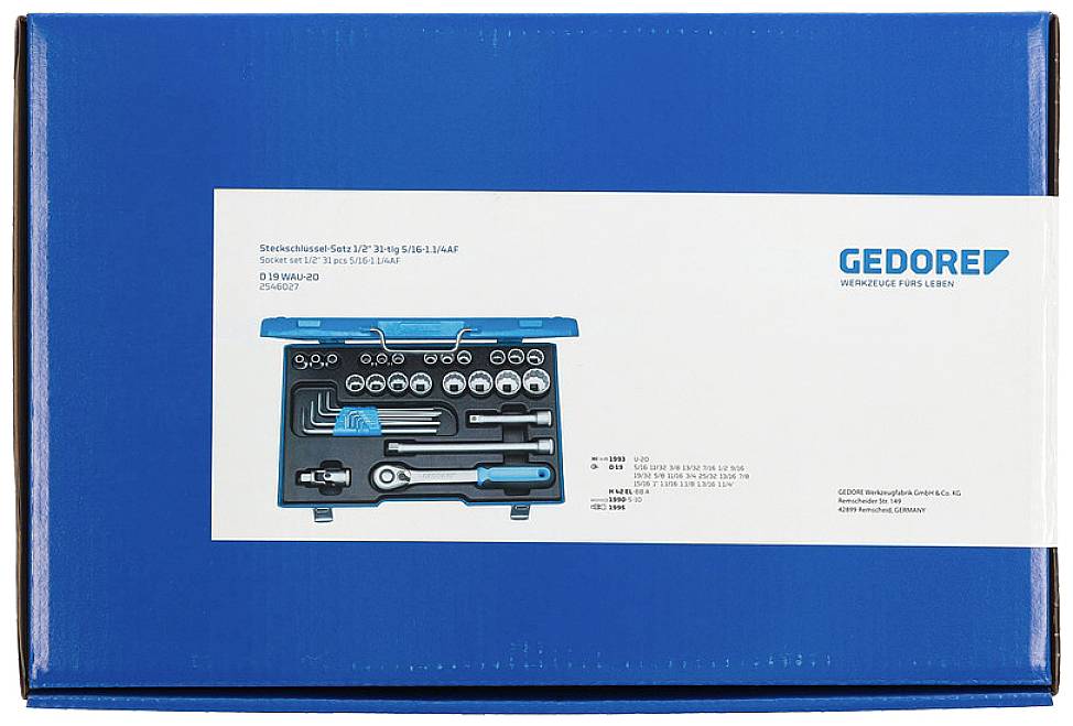Gedore Steckschlüsselsatz metrisch 1/2" (12.5 mm) 31teilig 2546027