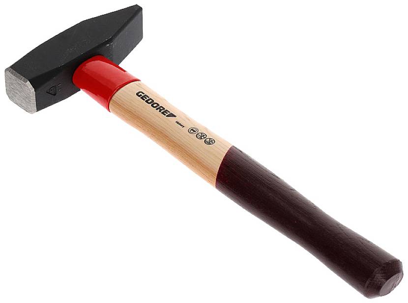 Schlosserhammer Rotband-Plus 1000g Stiel-L.360mm Hickory m.Stahlschutzhülse