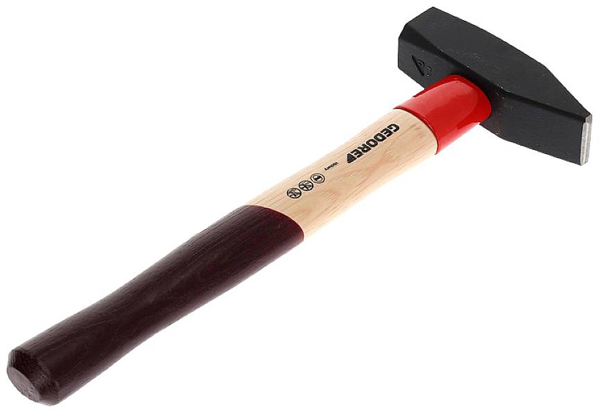 Schlosserhammer Rotband-Plus 1000g Stiel-L.360mm Hickory m.Stahlschutzhülse