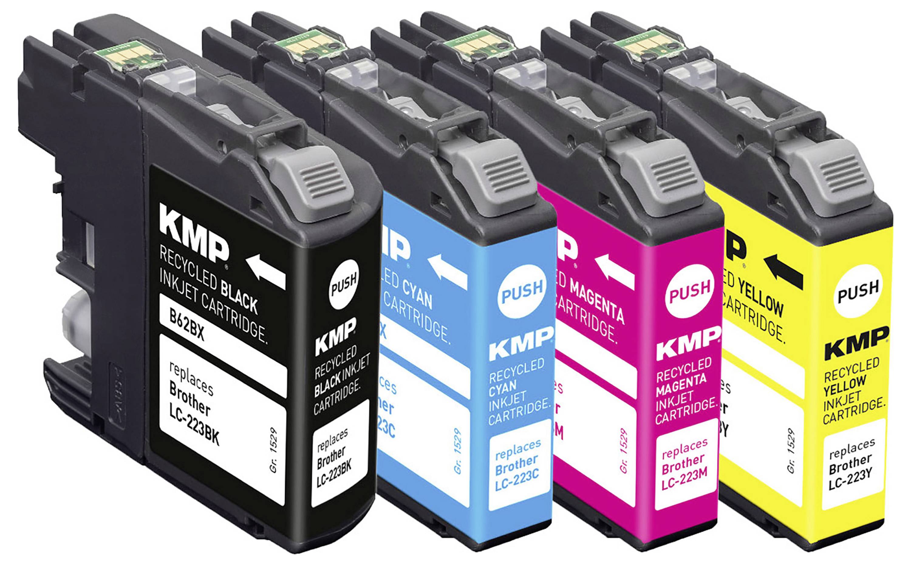KMP Druckerpatrone ersetzt Brother LC-223BK, LC-223C, LC-223M, LC223Y Kompatibel Kombi-Pack Schwarz, Cyan, Magenta, Gelb B48V