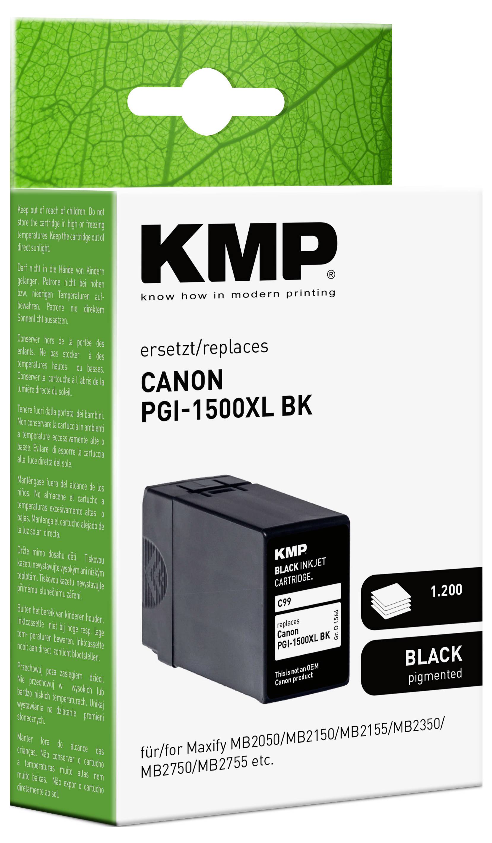 KMP Druckerpatrone ersetzt Canon PGI-1500BK XL Kompatibel Schwarz C99 1564,0001