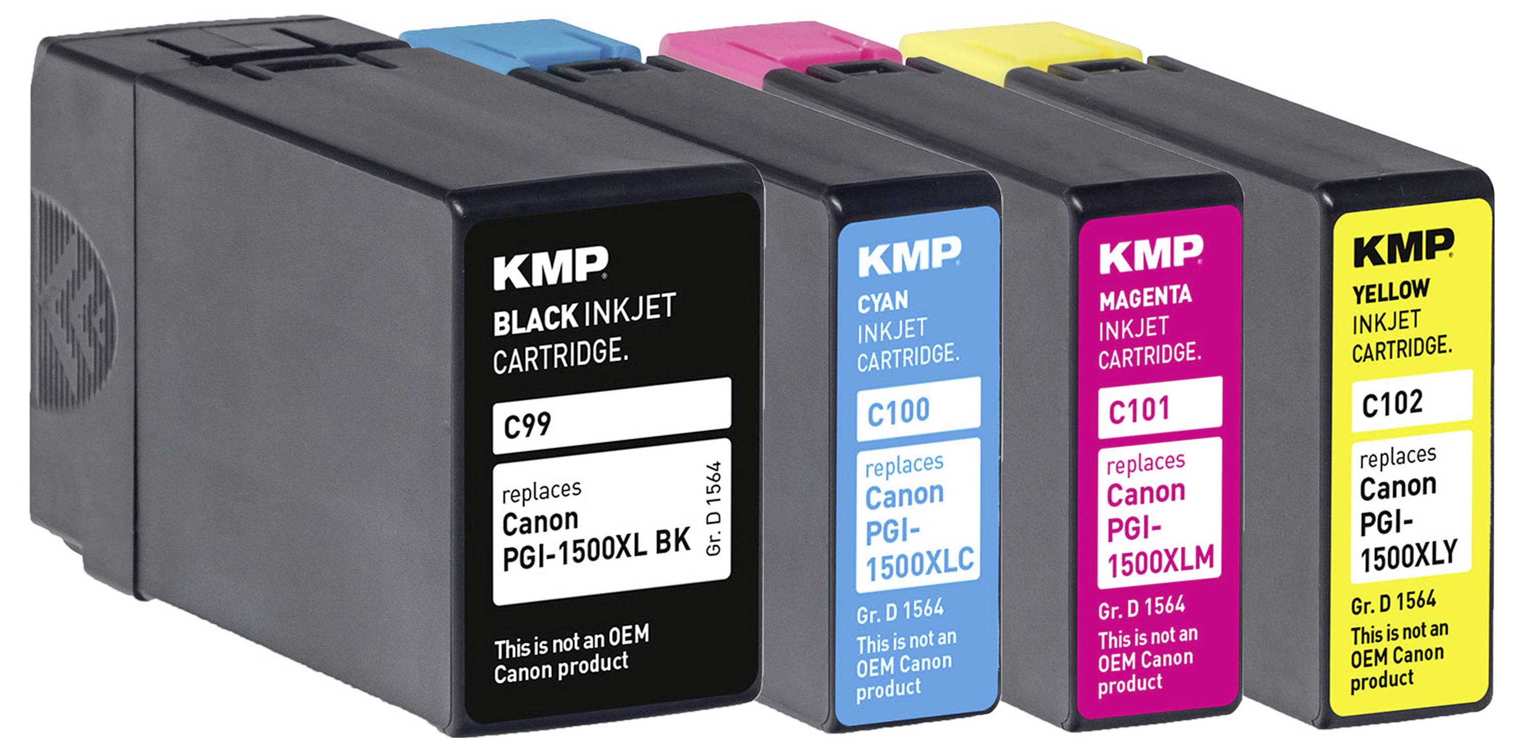 KMP Druckerpatrone ersetzt Canon PGI-1500BK XL, PGI-1500C XL, PGI-1500M XL, PGI-1500Y XL Kompatibel Kombi-Pack Schwarz, Cyan