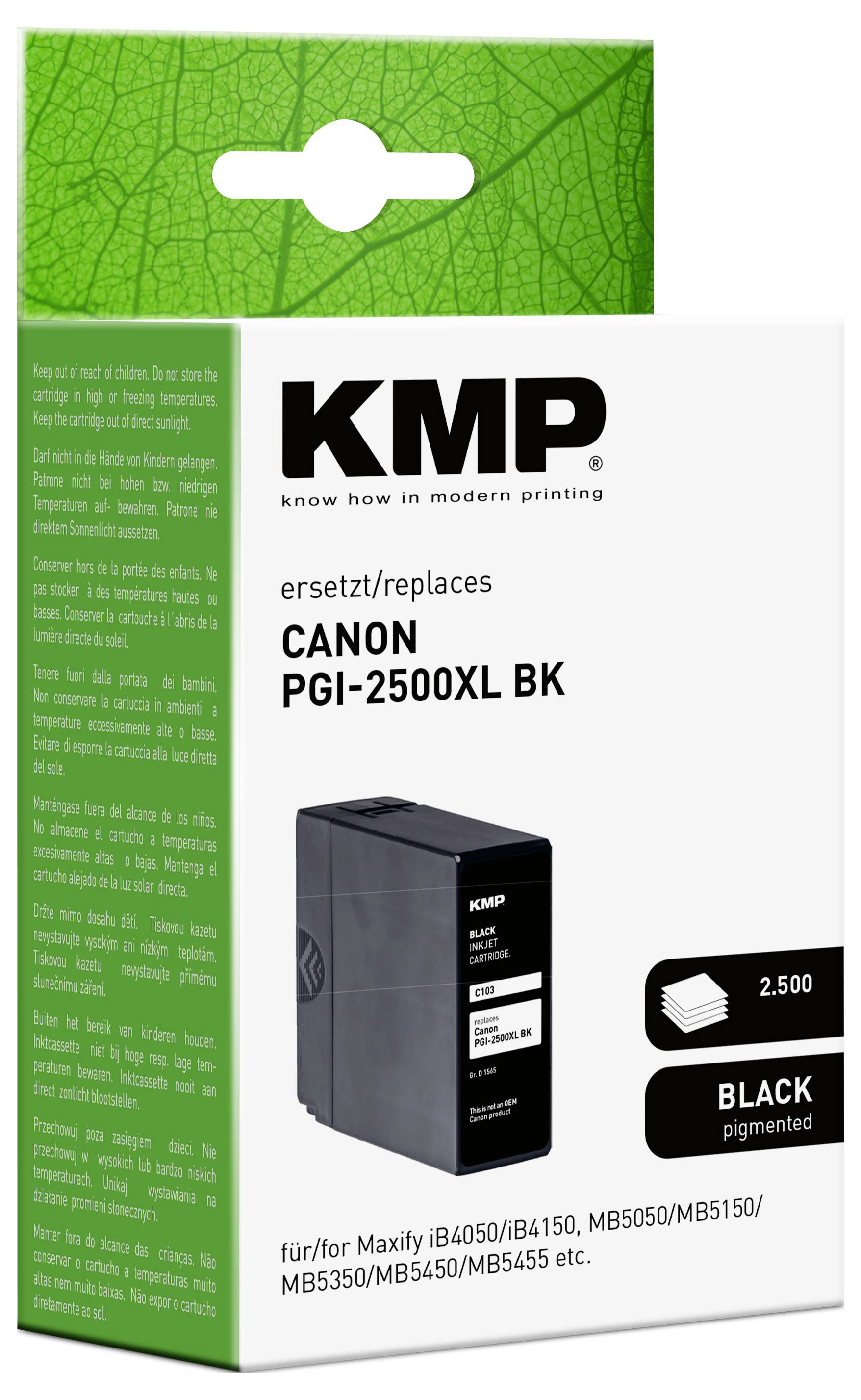 KMP Druckerpatrone ersetzt Canon PGI-2500BK XL Kompatibel Schwarz C103 1565,0001