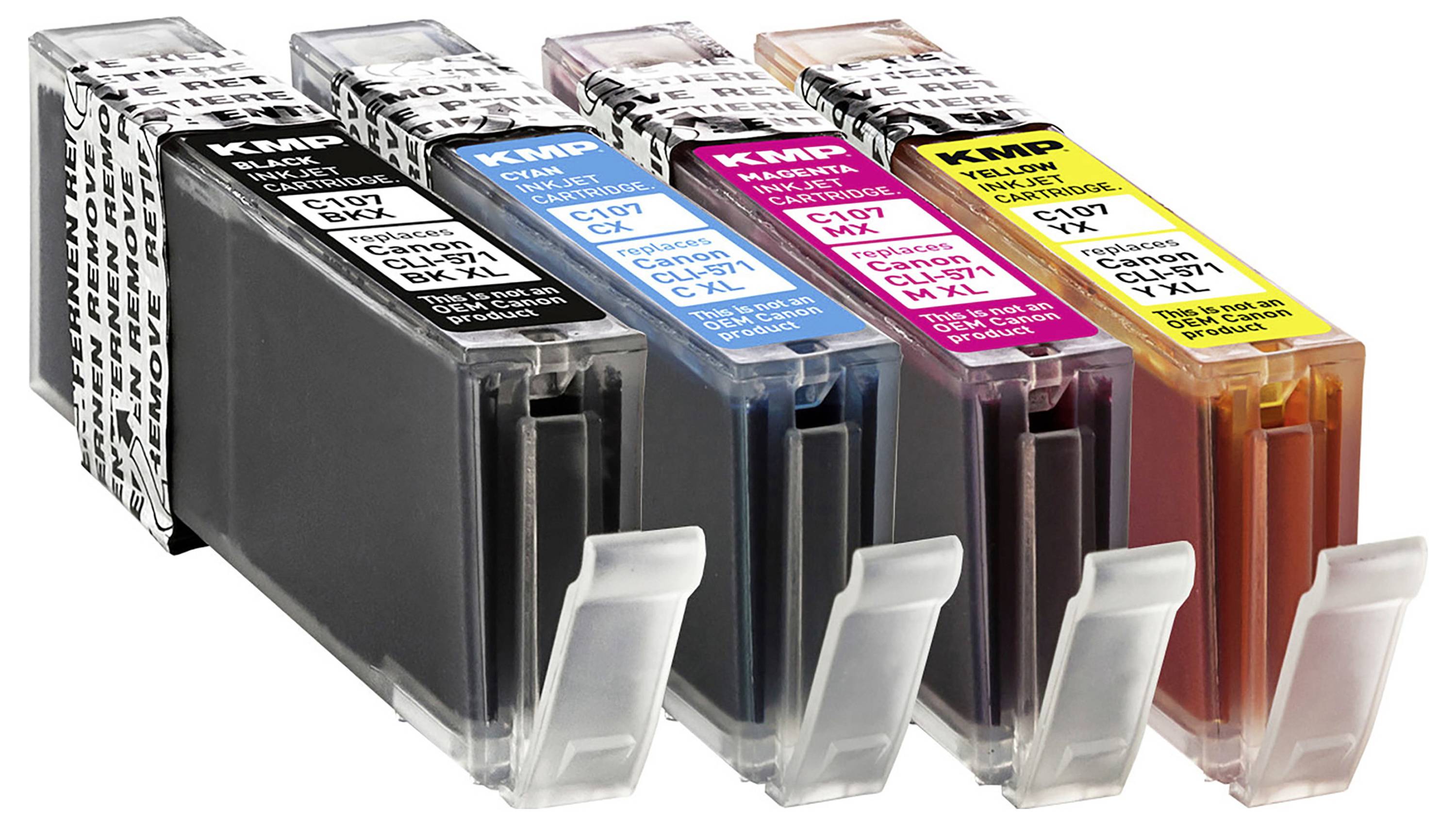 KMP Druckerpatrone ersetzt Canon CLI-571BK XL, CLI-571C XL, CLI-571M XL, CLI-571Y BL Kompatibel Kombi-Pack Photo Schwarz, Cyan, Magenta, Gelb
