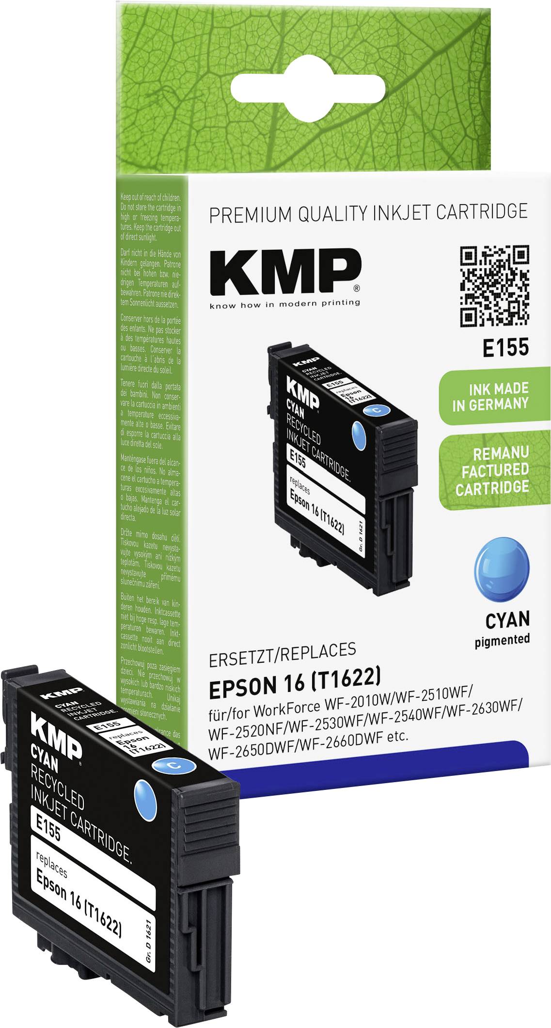 KMP Druckerpatrone ersetzt Epson 16, T1622 Kompatibel Cyan E155 1621,4803