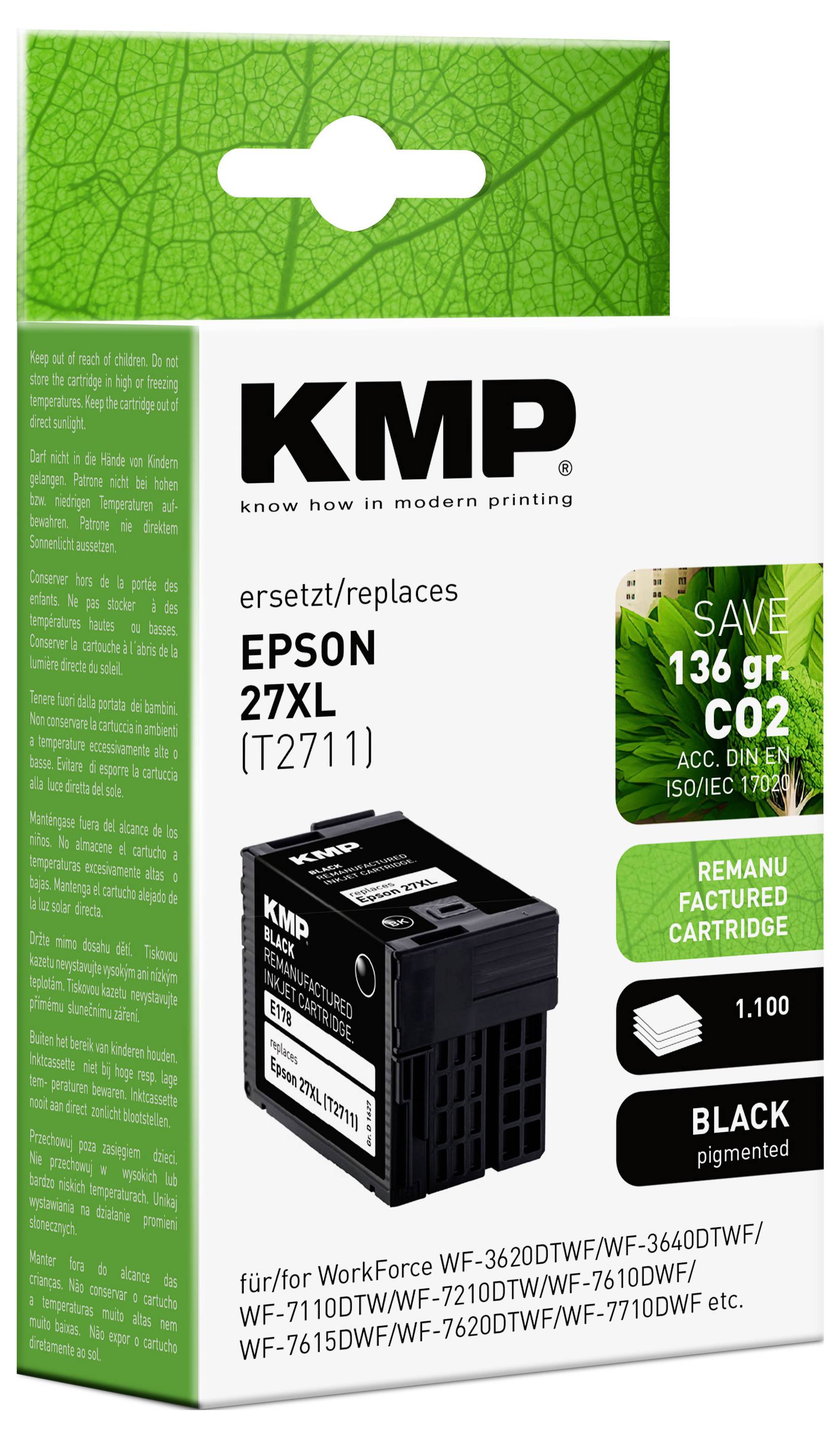KMP Druckerpatrone ersetzt Epson 27XL, T2711 Kompatibel Schwarz E178 1627,4001