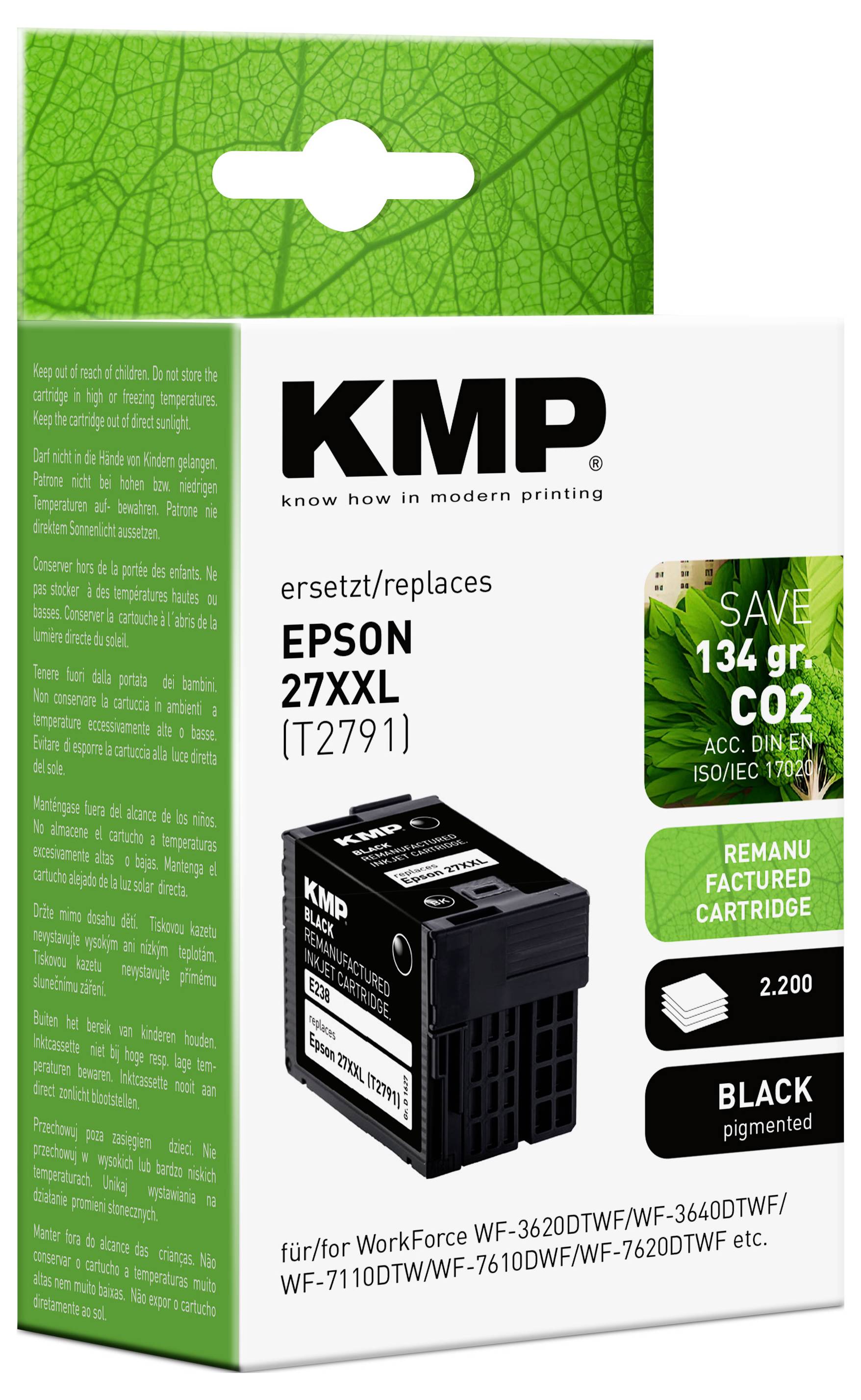 KMP Druckerpatrone ersetzt Epson 27XXL, T2791 Kompatibel Schwarz E186 1627,4201