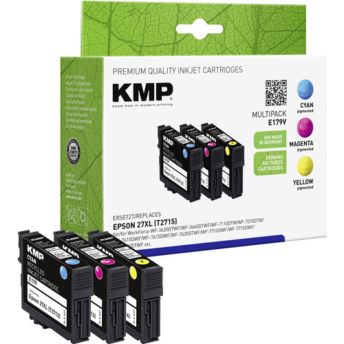 KMP Druckerpatrone ersetzt Epson 27XL, T2715, T2712, T2713, T2714 Kompatibel Kombi-Pack Cyan, Magenta, Gelb E179V 1627,4005