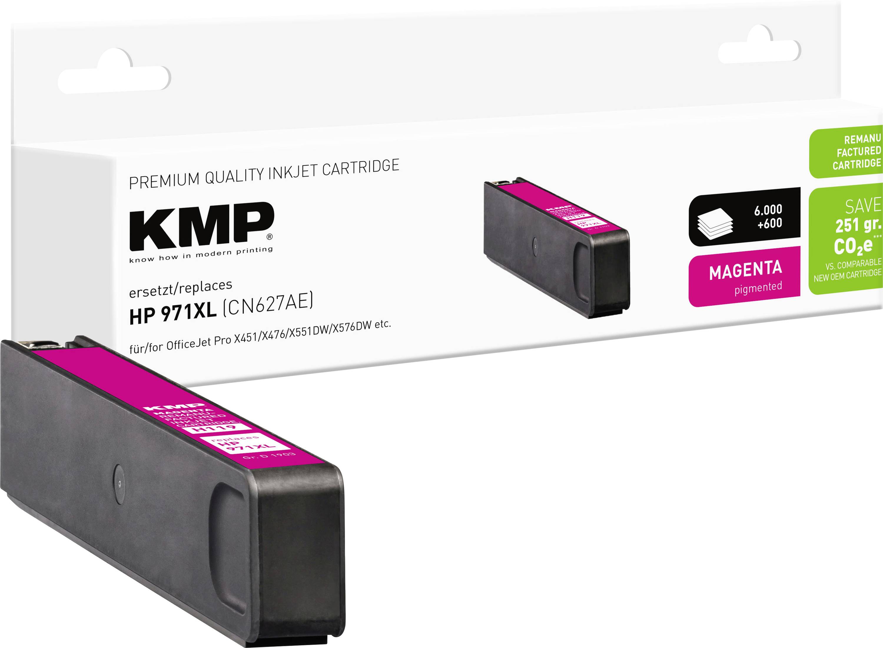 KMP Druckerpatrone ersetzt HP CN627AE (971XL) Kompatibel Magenta H119 1903,4006